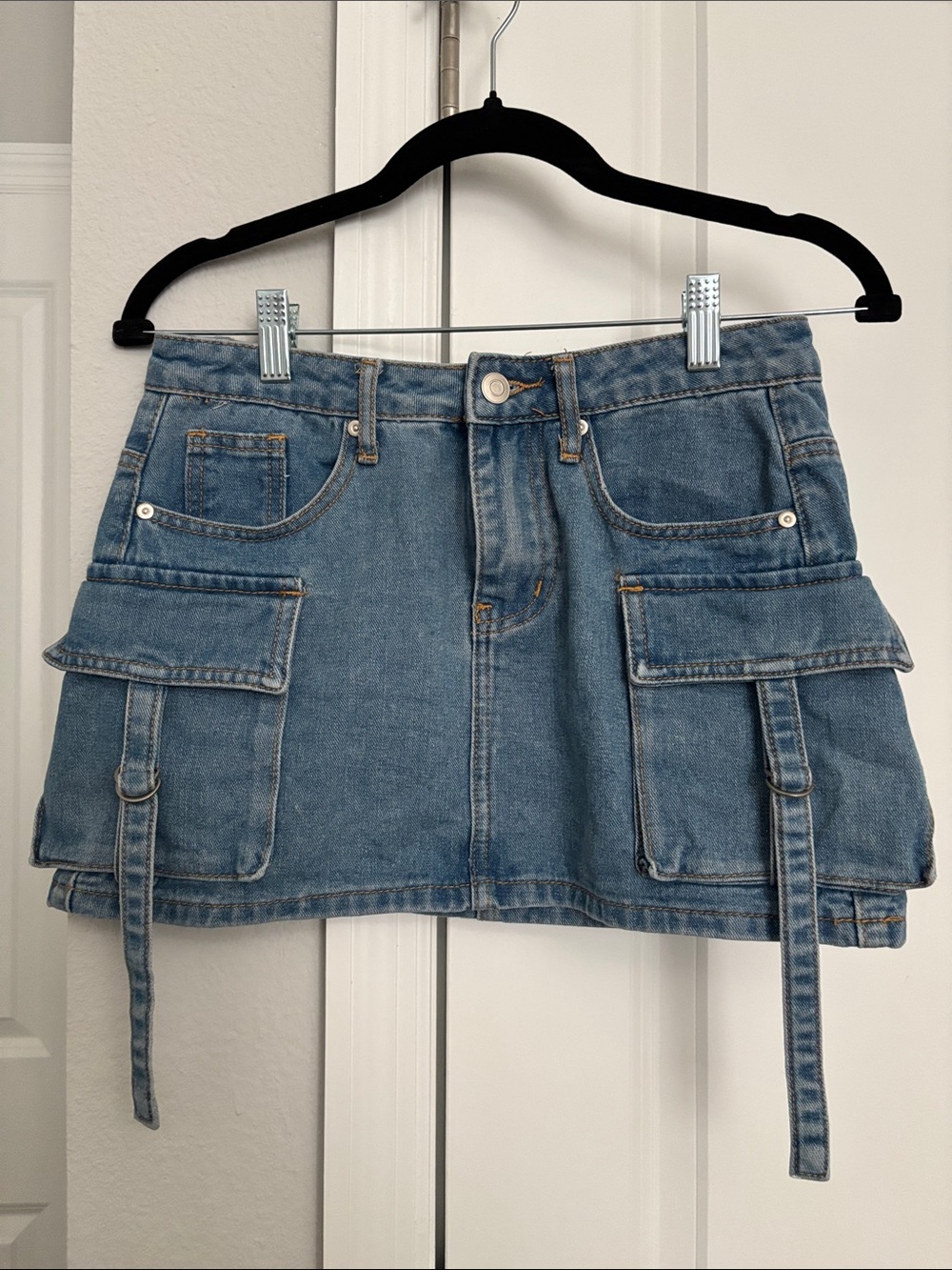 Aeropostale Light Blue Denim Cargo Mini Skirt